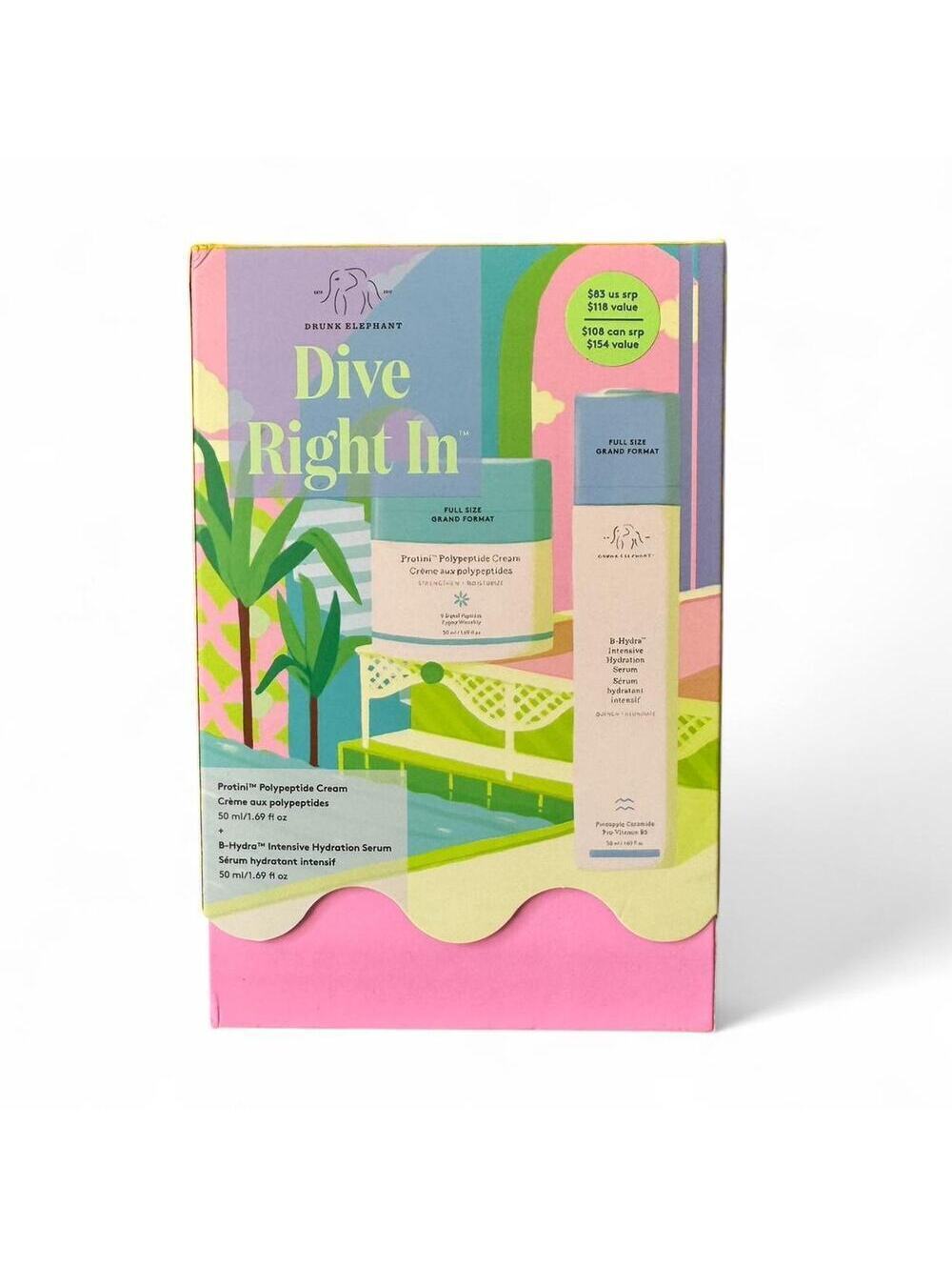 Drunk Elephant Dive Right In Set Protini Cream & B-Hydra Serum for Hydrated Skin